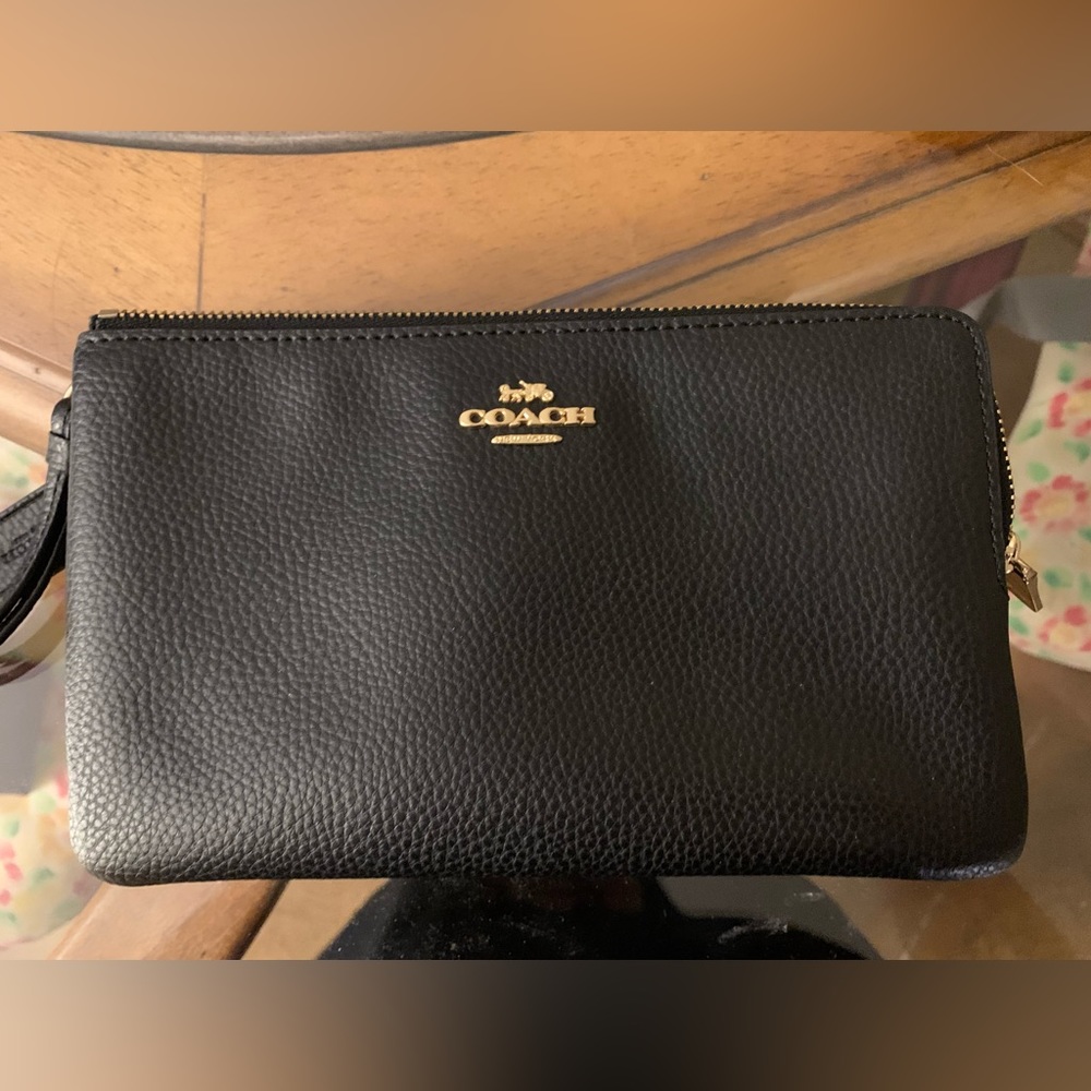Coach Double Zip Wristlet, black